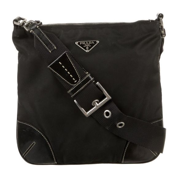Prada Handbags - PRADA Leather-Trimmed Tessuto Shoulder Bag